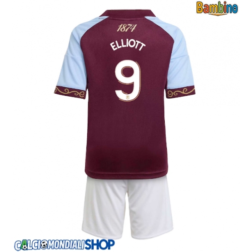 Maglie da calcio Aston Villa Harvey Elliott #9 Prima Maglia Bambino 2025-26 Manica Corta + Pantaloni corti)